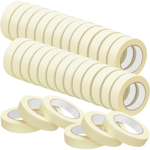 Image of Fainne 45 Rolls Masking Tape Bulk 1 Inch 55 Yards | General Purpose Tape for Classroom, Labeling, Crafts, Office, School Projects, Easy Tear & Clean Removal, Beige White