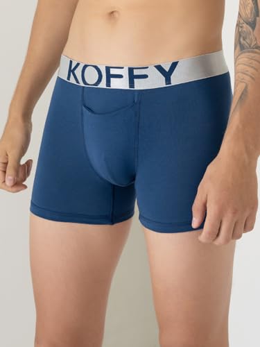 Image of KOFFY Men's Malleable Cotton Lycra Long Trunk with Minus Cutting Pouch I Wrinkle Free I Moisture Wicking Technology