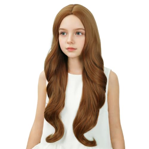 Image of Dark Orange Wig Long Deep Orange Middle Part Wig Long Wavy Curly Wigs Heat Resistant Synthetic Wigs for Daily Party Use