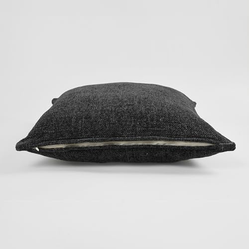 Image of SASHAA WORLD Charcoal Chenille Cushion Cover | Decorative Pillow Case | Soft, Durable, and Stylish | Solid Plain Weave Design | Ideal for Living Room, Sofa, or Bedroom Decor | 45x45 cm
