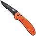 Benchmade - Griptilian 551 Knife, Serrated Drop-Point, Coated Finish, Orange Handle