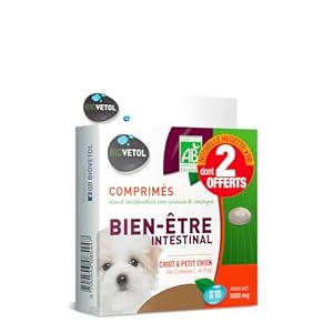 Biovetol – Comprimés Bien-être Intestinal pour Chat et Chien Bio – x10 Dont 2 OFFERTS (Chiot/Petit Chien)