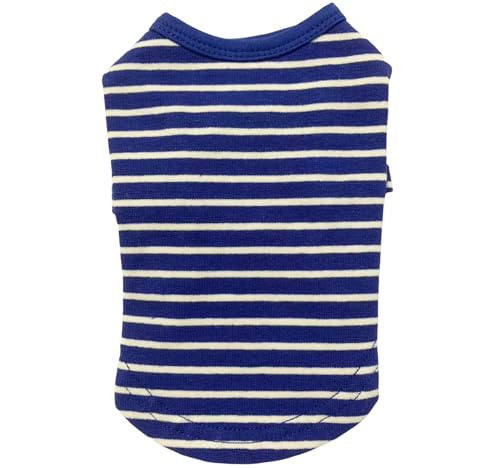 Pet Dog T-Shirts Thick Striped Cotton Tee Shirt for Small Dogs and Cats Puppy Clothes Dog Apparel Teacup Dog Clothing for Chihuahua Yorkie Poodle Blue White XXSmall - Image 4