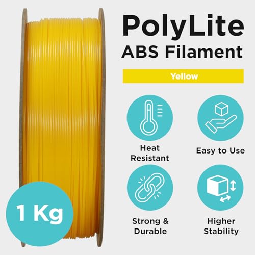 Image of Polymaker ABS Filament 1.75mm Yellow, 1kg 3D Printing Filament, PolyLite ABS 3D Printer Filament, Heat Resistant, Strong & Durable, Dimensional Accuracy + /- 0.03mm