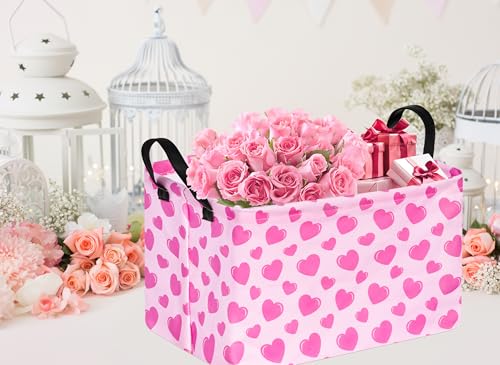 Image of Valentine's Day Storage Basket Baby Hamper Collapsible Organizer Bin Gifts Shelf Baskets for Room Decor