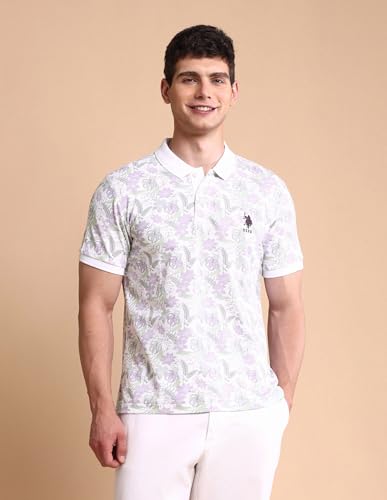 Image of U.S. Polo ASSN. Printed Polo T Shirts for Men - 100% Cotton, Half Sleeves Mens Tshirt