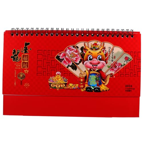 LOORGVEL 年辰年風水卓上カレンダー 風デスクカレンダー 龍招財テーマ 多機能スケジュール管理 オフィス 自宅 教室対応