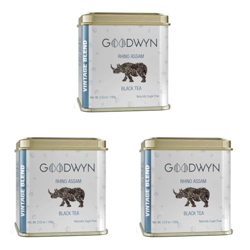 Image of Goodwyn Rhino Assam Orthodox Black Tea (100g) | Authentic | Handpicked Speciality Loose Leaf Tea in Reusable Tin Can | Premium Hamper Gift Souvenir (Pack of 3)