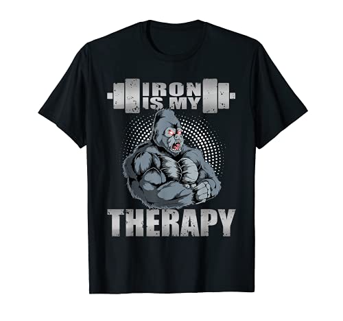Gorilla Powerlifter Workout Gym Iron Is My Therapy Lifting T-Shirt
