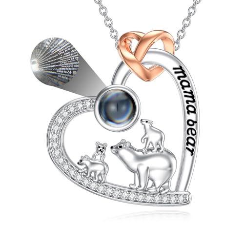 Mom Jewelry Gifts 925 Sterling Silver Mama Bear/Dinosaur/Cat/Bird/Chicken Necklace with 1 2 3 4 5 Cubs for Women Mother Wife Grandma