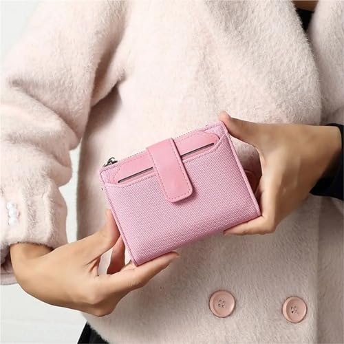 Women's Folding Short Wallet PU Leather Zipper Coins Purses Solid Color Versatile Pouch Bag Card Holder Coin Purse(Blue)4