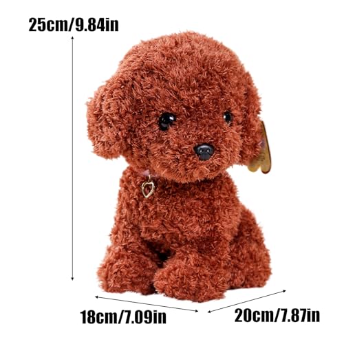 Lunaobrik Plüsch Hund Puppe | Weiches Braun Lockiges Haar Dekoration Kuschelkissen | Plüschtierspielzeug In Form Eines Hundes - Für Jungen Mädchen Studenten Wohnzimmer Schlafzimmer