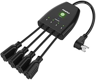 Outdoor Smart Plug, Surge Protector, POWRUI Smart Power Strip with 4-Outlet Extender, Remote Control, Timer, Weatherproof for Indoor and Outdoor Use, Compatible with Alexa, Google Assistant and IFTT