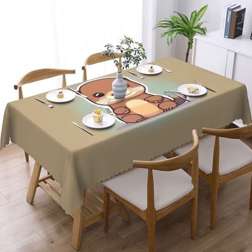 Nappe rectangulaire imprimé loutre en tissu pour table de dîner