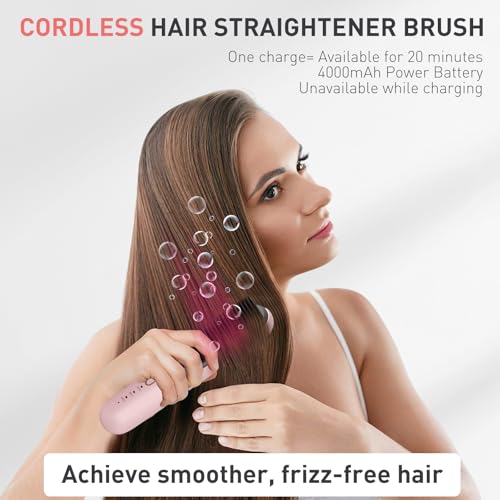 Cepillo alisador de cabello inalámbrico TANSHINE portátil miniatura 5