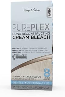 Knight & Wilson Pure Plex Bond Reconstructing Cream Hair Bleach, Ammonia Free Formulation Lifts up to 8 Shades, Protects & Repairs during Lightening. Complete at home plex bleach with tint bowl and brush.