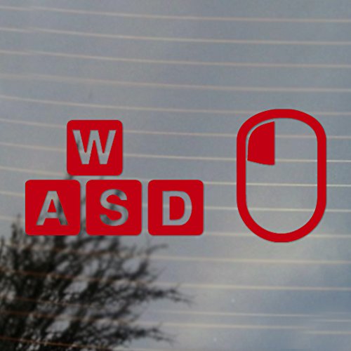 Cosplay & Fan Gear WASD and Mouse Gaming PC Master Race Vinyl Decal (Real Red)