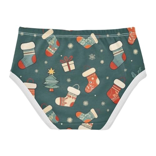 Christmas Stockings Pattern Breathable Girls' Panties Comfort Color for Kids in Sizes 2T,3T, 4T, 5T, 6Y and 8Y2