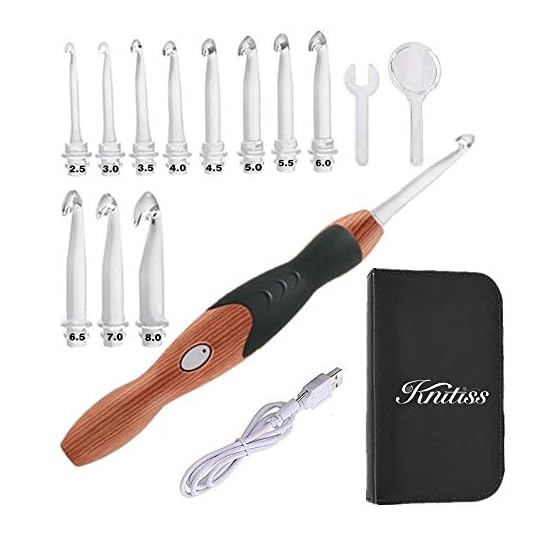 Light Up Crochet Hooks with 11 in 1 Rechargeable Crochet Heads, Crochet Hooks Set 2.5 to 8mm