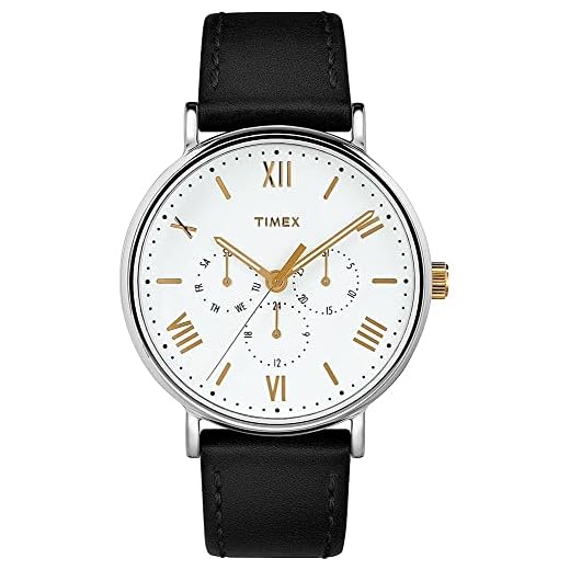 Timex Men's TW2R80500 Southview 41mm Multifunction Black/White Leather Strap Watch