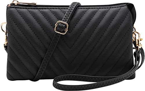 B BRENTANO Vegan Leather Multi-Pocket Crossbody Purse/Clutch with Card Slots,