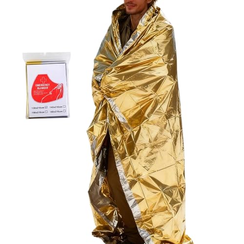 Générique Couverture de Survie Thermique,Équipement de Plein Air Léger,Couvertures de Survie Sécurité 130 x 210 cm - pour Camping, Voyage, Escalade, Chasse, Hiver, Temps Froid, Neige et Corps