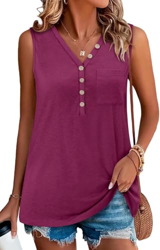KISSMODA Womens Boho Tops for Summer Sleeveless Tanks Loose Fit Casual Blouse Daily Shirts for Leggings (S-3XL)