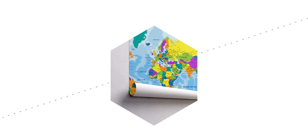 Muralo Fototapete Vlies Weltkarte, Erdkugel, Geografie - 240x360 cm
