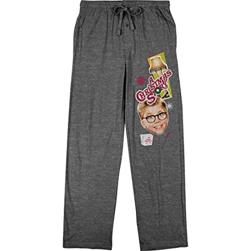 A Christmas Story Classic Movie Poster Men's Graphite Gray Drawstring Sleep Pajama Pants