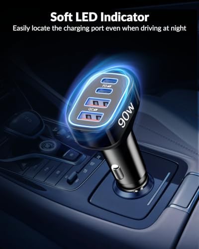 90W 4-Port USB C Super Fast Car Charger for Samsung Galaxy S26/S25/S24/S23 — view 8