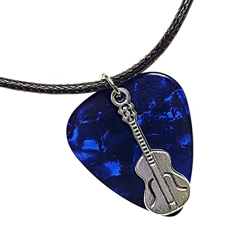 Guitar Pick Necklace Guitar on Blue