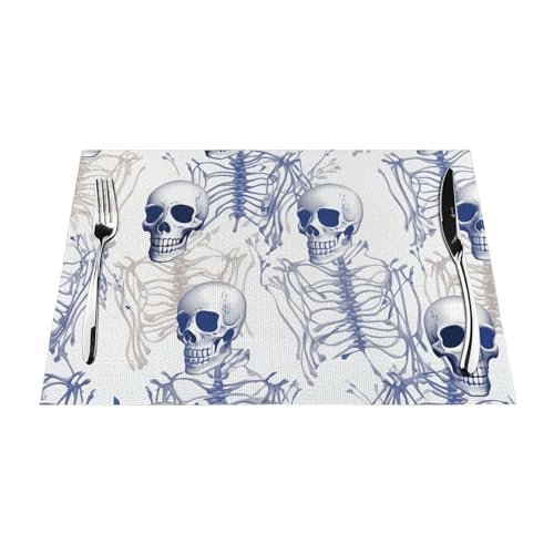 Set de table lavable bleu au motif squelette pour décorer et protéger votre table de repas - 5