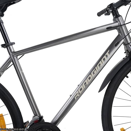 Image of ROADGIANT BRO-Code 700C Hybrid Bicycle | Dual Disc Brake | 21 Speed Shimano | Aluminum Frame | Light Weight | Unisex | for All-Terrain Riding | Grey
