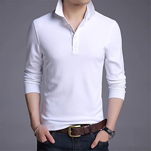 Polo à manches longues en coton tendance mode décontractée blanc - 2
