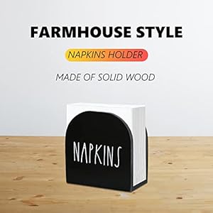Napkin Holder, Modern Farmhouse Napkin Holder, Wooden Napkin Holder, Rustic Paper Napkin Storage Organizer Large, Country Vintage Napkin Dispenser for Dinning Table Home Kitchen Outdoor (Black) Napkin Holder Modern Farmhouse Napkin Holder Wooden Napkin Holder Rustic Paper Napkin Storage Organizer Large Country Vintage Napkin Dispenser for Dinning Table Home Kitchen Outdoor Black