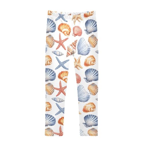 Girls Leggings Shells and Starfish Beach Soft Toddler Leggings for Girls Kids Pants Size 4T-10T