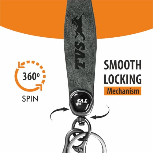 Image of Premium Keychain Compatible with TVS Bike Keys | Heavy Duty Metal Key Ring Holder | Stylish Durable Leather Key Holder | Bike Keychain For men
