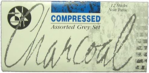 Jakar 7623 Assorted Greys Compressed Charcoal Stick (Pack of 12)