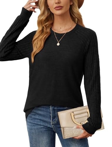 Image of Saloogoe Tunic Sweatshirts for Women Crewneck Lightweight Sweaters Raglan Long Sleeve Shirts Fall Fashion Tops 2026