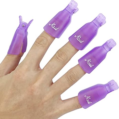 10 PCS Set Gel Nail Polish Remover Clips, ZhaoCo Acrylic Gel Removal Clips, Soak Off Gel Nail Polish Remover Nails Wrap Tool - Purple Cover