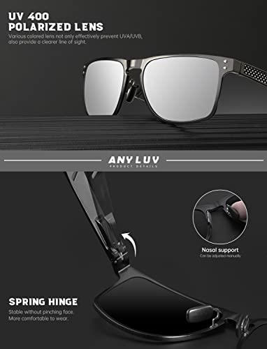 Image of Polarized Sunglasses for Men Rectangular Classic Al-Mg Metal Frame Sun Glasses Mens Sunglasses with UV Protection