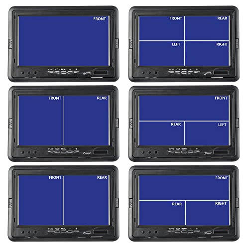 Image of Anina 7 Inch Monitor Quad Split HD Screen 4 Channels RCA Video Inputs for Car Pickup Truck SUV Vehicle with Headrest Mounting Bracket