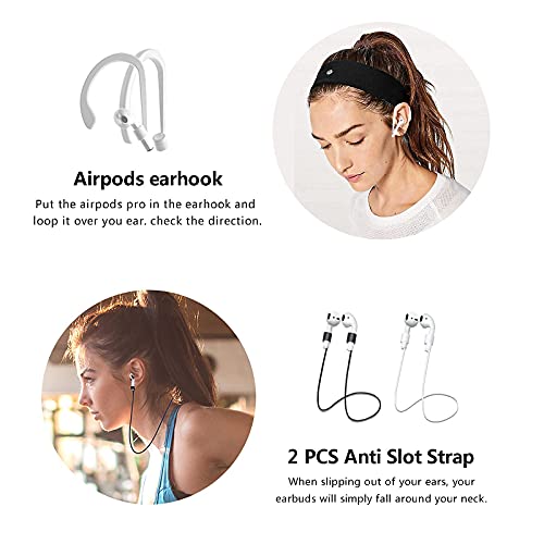 Airpods Case,16 In 1 Airpod 1&2 Accessories Set Anti-Lost Straps With Keychain/Apple Watch Band Holder/Airpod Ear Tips/Ear Hooks/Carry Case For Apple Airpods Silicone Cover For Girls/Women/Men(Black) #TOP5