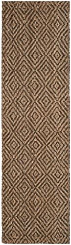 SAFAVIEH Natural Fiber Collection Runner Rug - 2'3" x 18', Natural & Grey, Handmade Jute, Ideal for High Traffic Areas in Living Room, Bedroom (NF181D)