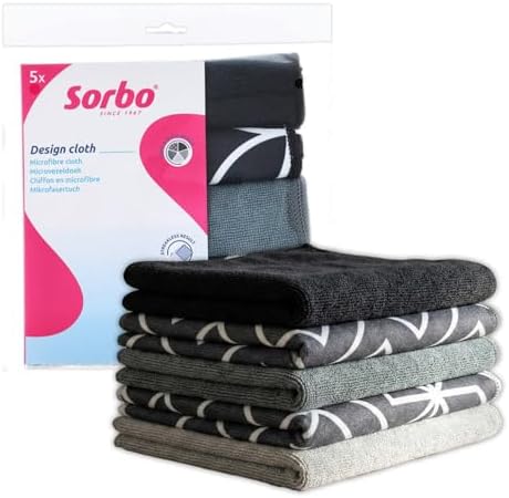 Sorbo Chiffons Microfibres Gris et Noir - Chiffons de Nettoyage M...