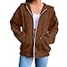 Betadog Jackets For Women Trendy Womens Zip Up Hoodies Long Sleeve Oversized Sweatshirts Y2K Jacket Pockets Patchwork Design T-Shirt Hoodie For Women Coffee Womens Fall Clothes 2025 Small