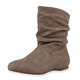 schlupfstiefel damen 42 BOOT SCARPE VITA Damen Schlupfstiefel Leder-Optik Stiefeletten Bequeme Schuhe 164109 Khaki 39