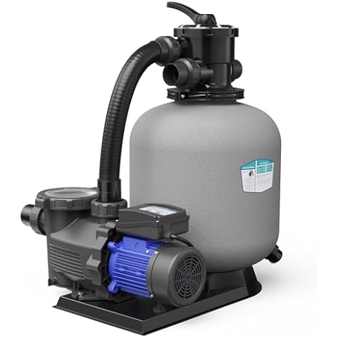AQUASTRONG Sand Filter Pump for Above Ground Pool with Timer, 18in, 1 HP, Max 6100GPH for Pools Up to 20000GAL, 6-Way Valve, Enhanced Circulation for Crystal-Clear Pool Cover