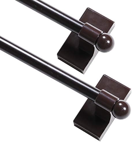 Turquoize 2 Pack Magnetic Curtain Rods for Metal Doors 5/8" Multi-Use Versatile Adjustable Appliance Magnetic Rod Extends from 16 inch to 28 inch Magnetic Cafe Curtain Rod, Cocoa, 2 Pack