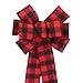Red Black Flannel Buffalo Plaid Christmas Wreath Bow with Size Options